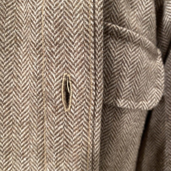 Vintage Countess Mara 100% Wool Button Up Shirt Elbow Patches Chin Strap Men M - Picture 12 of 16